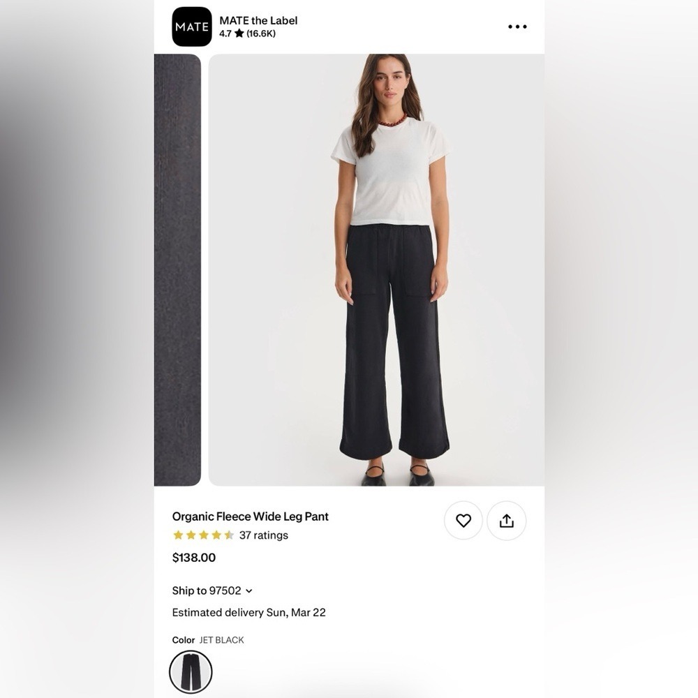 Mate the label brand - Black Wide Leg Pants L - Picture 9 of 9